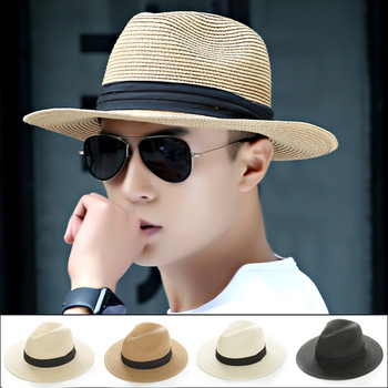 Ανδρικό ψάτινο καπέλο με μαύρη κορδέλα σε διάφορα χρώματα