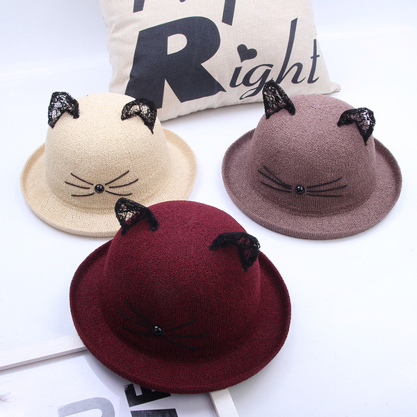 Palarie de plaja dama cu urechi de pisica in mai multe culori