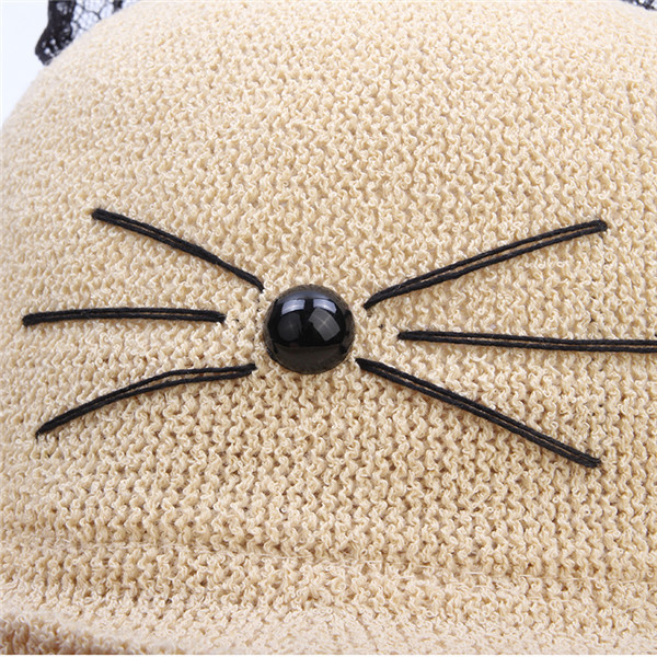 Palarie de plaja dama cu urechi de pisica in mai multe culori