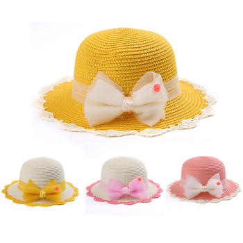 Παιδικό ψάτινο καπέλο για  κορίτσια με κορδέλα σε διάφορα χρώματα