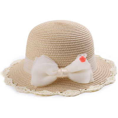 Детска сламена шапка за момиченца с панделка в няколко цвята