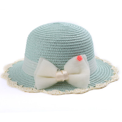 Детска сламена шапка за момиченца с панделка в няколко цвята