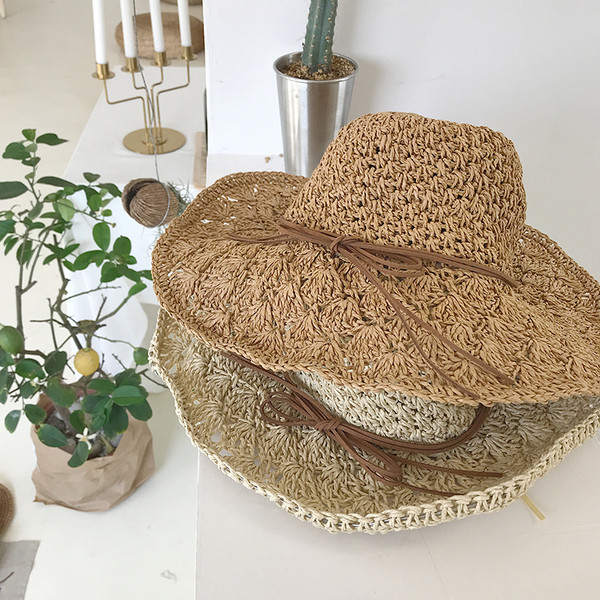 Palarie de paie de dama eleganta in doua culori