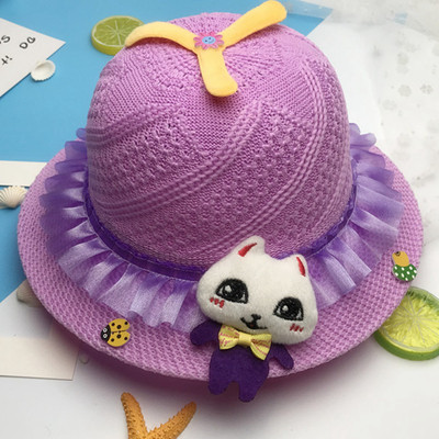 Gyermek szalmakalap cicával, különböző színekben