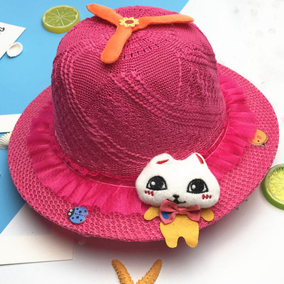 Gyermek szalmakalap cicával, különböző színekben