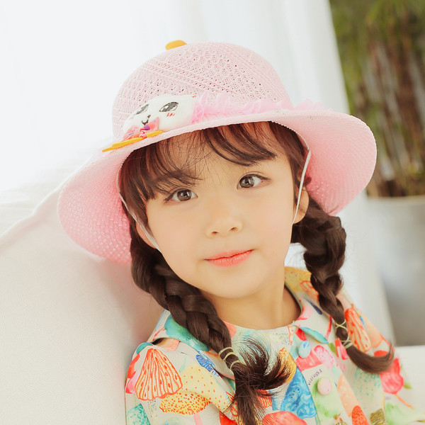 Gyermek szalmakalap cicával, különböző színekben