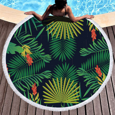 Round beach towel in various colors with print