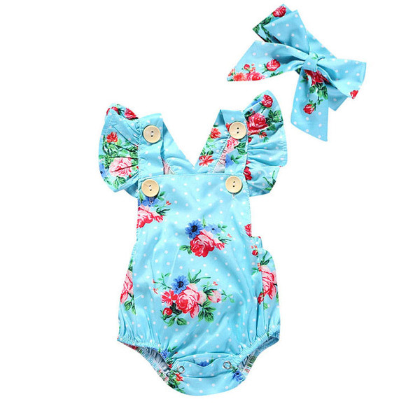 Детско лятно боди във флорален десен с волани