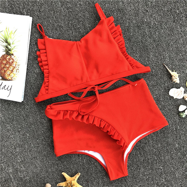 Costum de baie elegant de dama simplu de la Vde parts in culoarea rosie