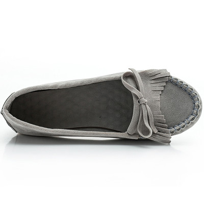 Mocasini confortabili de dama casual din imitatie de piele cu panglica si franjuri in patru culori