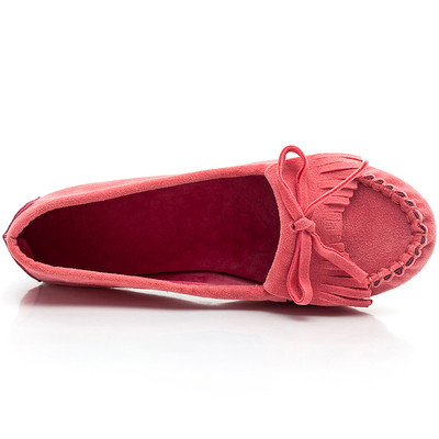 Mocasini confortabili de dama casual din imitatie de piele cu panglica si franjuri in patru culori