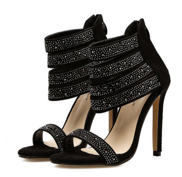 Sandale de dama elegante in doua culori cu bretele cu pietre