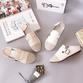 Περιστασιακά γυναικεία παπούτσια από οικολογικό δέρμα με ιμάντες και βότσαλα σε δύο χρώματα