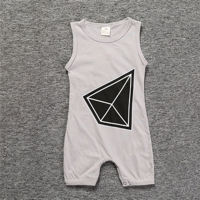 Salopeta de vara pentru bebelusi in doua culori cu figura geometrica