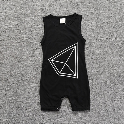 Salopeta de vara pentru bebelusi in doua culori cu figura geometrica