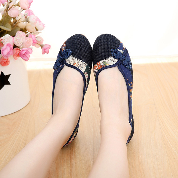 Pantofi casual dama cu motive florale in trei culori