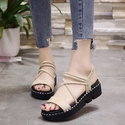 Sandale de dama cu bretele din piele intoarsa in trei culori