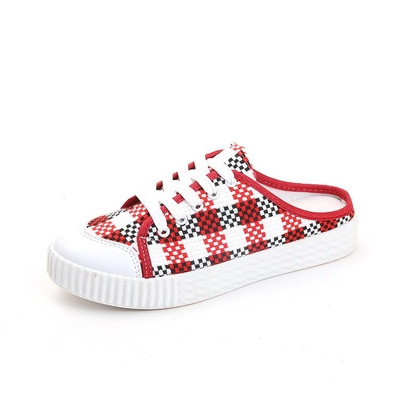 Női alkalmi kockás cipő félig nyitott modell
