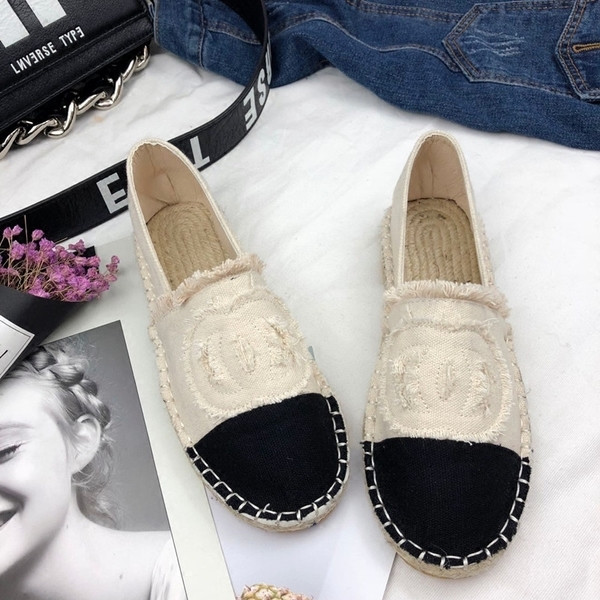 Espadrile de damă casual din denim în albastru și alb