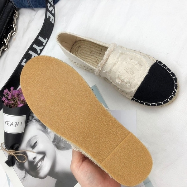 Espadrile de damă casual din denim în albastru și alb