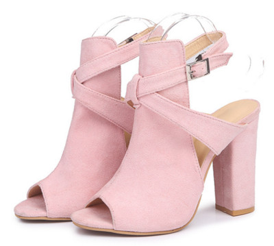 Sandale elegante cu toc înalt, în negru și roz