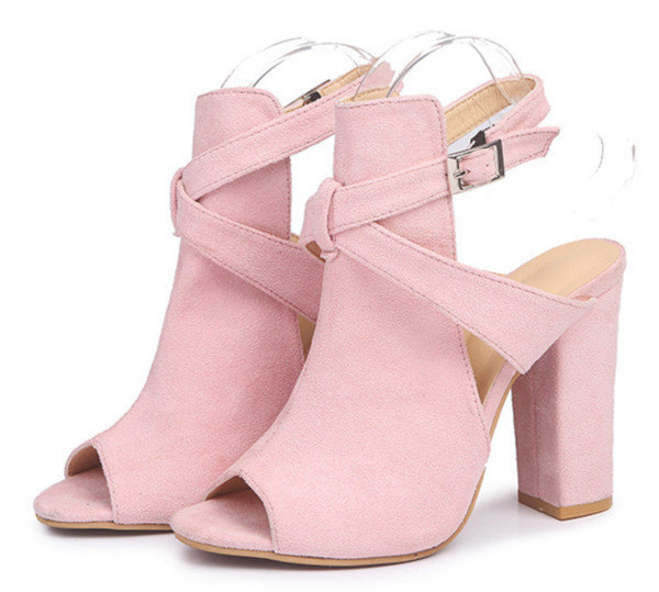 Sandale elegante cu toc înalt, în negru și roz