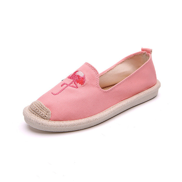 Espadrile de dama de zi cu zi cu broderie flamingo in mai multe culori