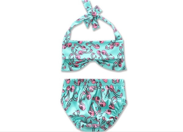 Costum de baie pentru fete pentru copii in albastru cu imprimeu