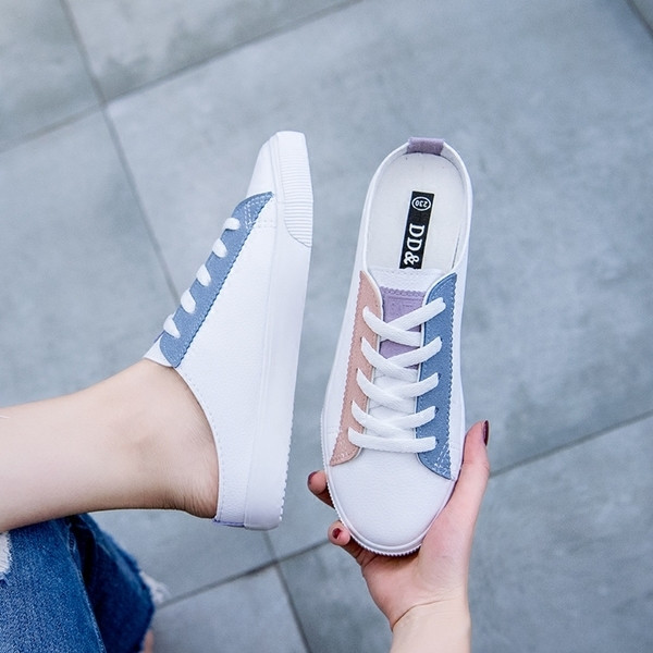 Pantofi de vara de dama semideschisi cu motive colorate