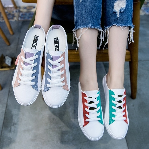 Pantofi de vara de dama semideschisi cu motive colorate