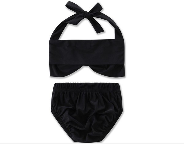 Costum de baie pentru fete pentru copii in doua parti in negru