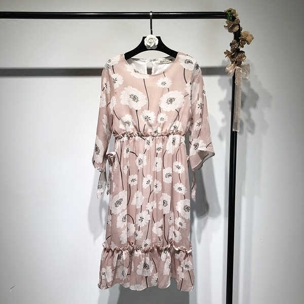 Rochie moderna de vara de dama cu maneci 3/4 in model floral