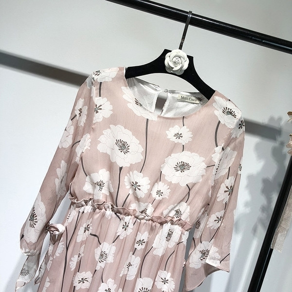 Rochie moderna de vara de dama cu maneci 3/4 in model floral