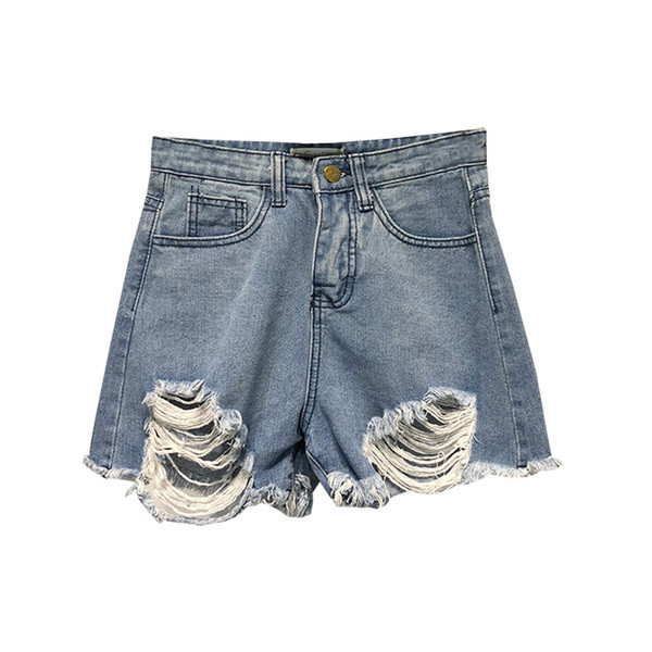 Pantaloni scurți moderni lați din denim - rupti cu talie înaltă