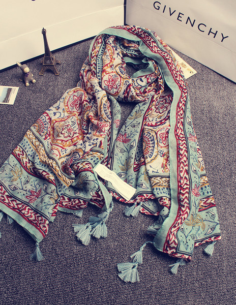 Дамски тънък дълъг шал за лятото в свежи цветове 