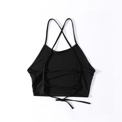 Γυναικεία μπλούζα σε δύο χρώματα με ανοιχτή πλάτη και σταυροειδή δεσμούς