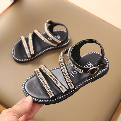 Κομψά παιδικά σανδάλια διακοσμημένα με μίνι βότσαλα σε δύο χρώματα