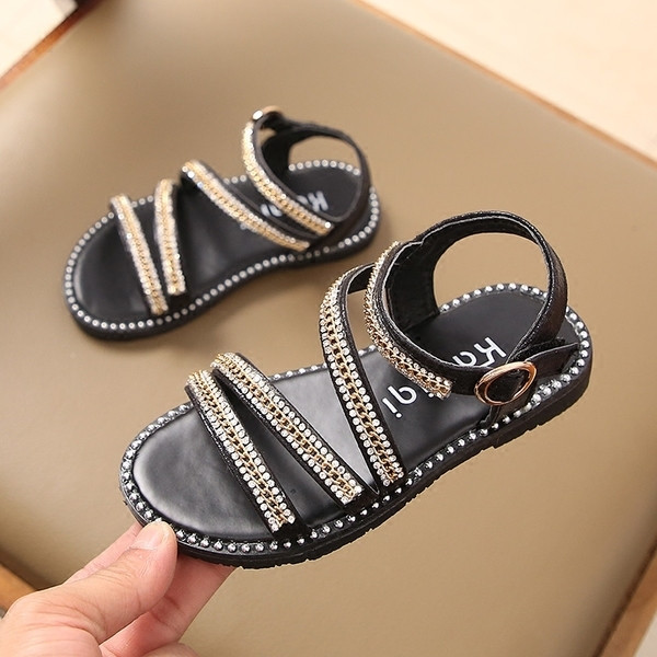 Κομψά παιδικά σανδάλια διακοσμημένα με μίνι βότσαλα σε δύο χρώματα