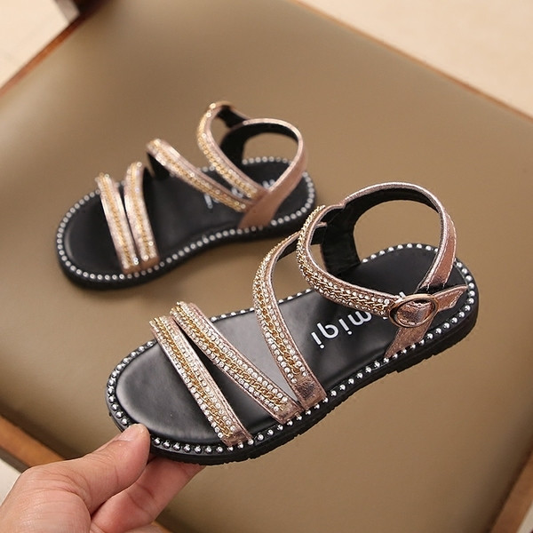 Κομψά παιδικά σανδάλια διακοσμημένα με μίνι βότσαλα σε δύο χρώματα