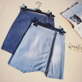 Κομψή γυναικεία φούστα denim με φερμουάρ σε δύο χρώματα