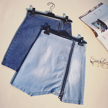 Κομψή γυναικεία φούστα denim με φερμουάρ σε δύο χρώματα