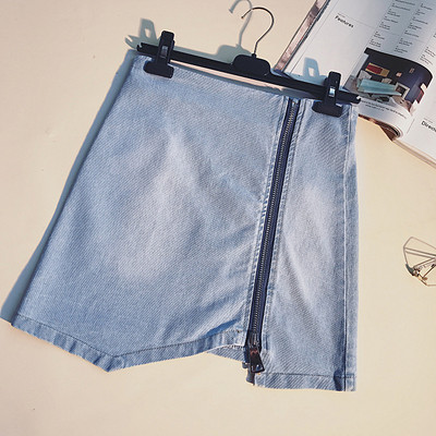 Κομψή γυναικεία φούστα denim με φερμουάρ σε δύο χρώματα