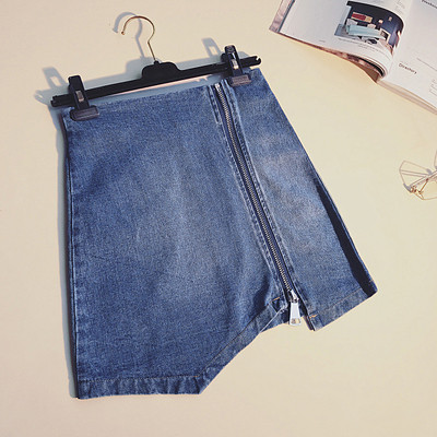 Κομψή γυναικεία φούστα denim με φερμουάρ σε δύο χρώματα