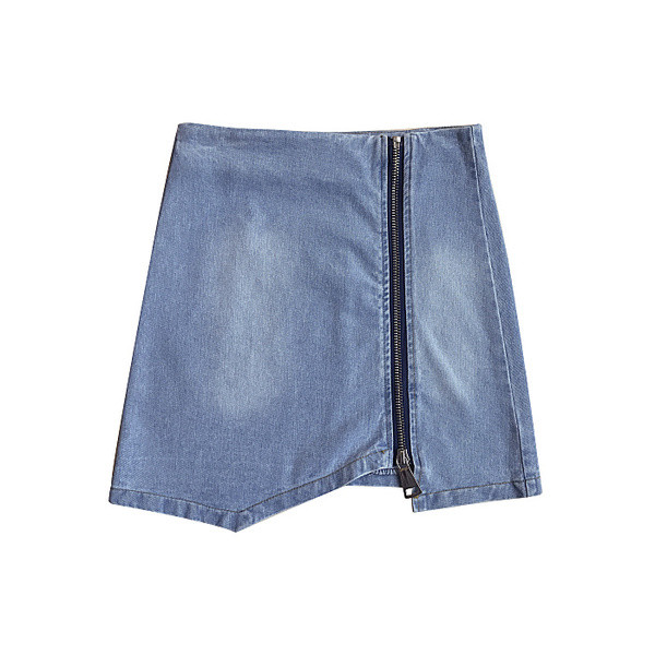 Κομψή γυναικεία φούστα denim με φερμουάρ σε δύο χρώματα