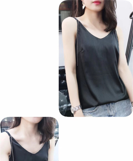 Maieu de damă cu bretele subțiri în alb-negru