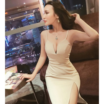 Γυναικείο φόρεμα με βαθύ ντεκολτέ σε σχήμα V σε τρία χρώματα