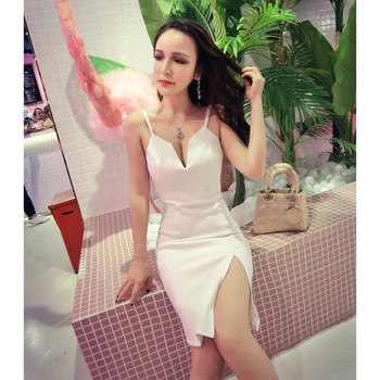 Γυναικείο φόρεμα με βαθύ ντεκολτέ σε σχήμα V σε τρία χρώματα