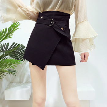 Κομψή γυναικεία φούστα με ασύμμετρο μήκος σε λευκό, μαύρο και μπεζ χρώμα