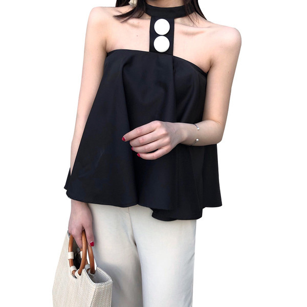 Maieu elegant pentru femei, cu umerii deschiși și nasturi decorativi