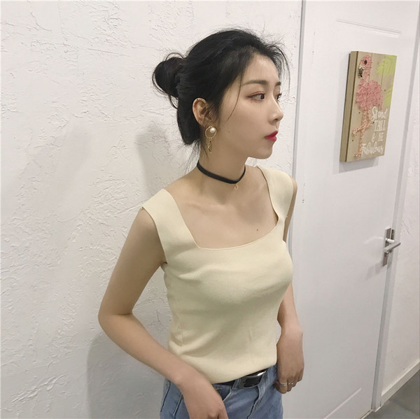 Maieu de damă fără cusături, cu bretele largi, în trei culori